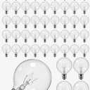 50 Pack G40 Replacement Bulbs for Outdoor String Lights, 5W Clear Incandescent Globe Bulbs with E12 Base, Dimmable Patio & Backyard Decor