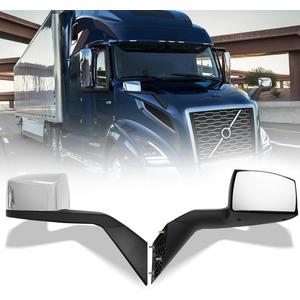 Hood Mirror Left Driver Side & Right Passenger Side Replacement for Volvo VNL 2018-2024 Semi Truck(Chrome, Left)