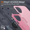 RMOCR Case for Samsung Galaxy A17 5G Phone Cover with Screen Protector+Camera Lens Cover,Military Grade Heavy Duty Shockproof PhoneCase with Wrist Lanyard Strap for Sam A17,Cute Pink