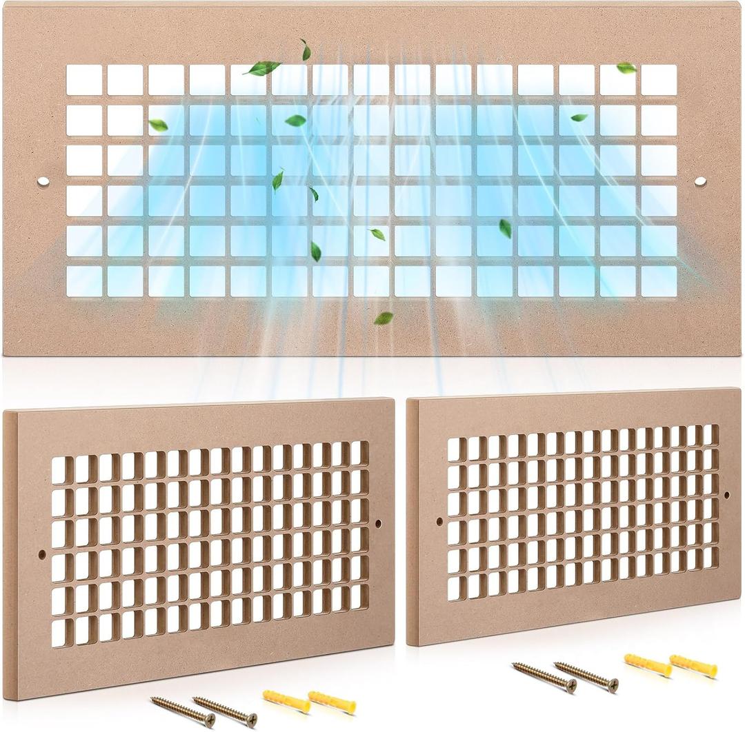 Chunful 2 Pack Decorative Air Return Vent Cover for Wall or Ceiling Grille 1/4 Inch Thick MDF Decorative Vent Covers 4 x 10 Inch (Duct Opening) for Ventilation