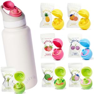 32oz Stainless Steel Air Water Bottle with Straw & 7 Refresher ScentSip Flavor Pods | Leak-Proof, Dishwasher Safe | Zero Calorie, Zero Sugar Flavored Water BottleWhite
