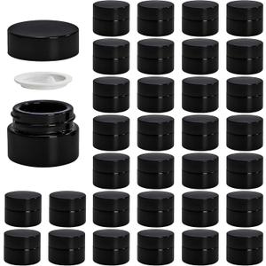 Nicunom 30 Pack 5ml Sample Containers with Lids, UV Protection 5g Thick Glass Jar, Airtight Mini Makeup Container, Refillable Cosmetic Jars Empty Travel Containers for Lotion, Essential Oil, Cream