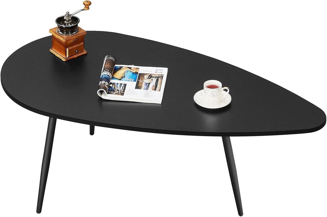 SAYGOER Black Small Coffee Table Modern Oval Coffee Tables Retro Center Table for Small Space Mid Century Coffee Table Rustic Accent Table for Living Room Home Office, Easy Assembly, 22.2"D x 42.5"W x 17.1"H