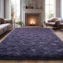 Extra Large 9x12 Feet Fuzzy Rug Fluffy Rug for Living Room, Big Plush Non-Skid Shag Carpet, Soft Shaggy Purple Gray Rugs for Bedroom Indoor Modern Home Decor