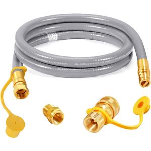 GasSaf 6 FT 1/2" ID Natural Gas Hose with Quick Connect Fitting, Natural Gas Conversion Kit for Gas Grill, Generator, Patio Heater and More - CSA Certified