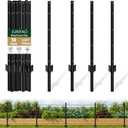 Fence Posts 6FT, 10 Pack Metal U Posts for Wire Fence, Heavy Duty Garden Fence Posts with Reinforced Anchor Plate, No Dig Rustproof Steel Fence Stakes for Yard, Farm, Chicken Wire, Temporary Fencing