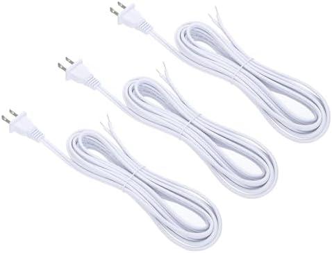 PATIKIL 15 Feet Lamp Cord, SPT-2 18AWG UL Listed Power Wire 3 Pack White Lamp Cords Replacement with Polarized Plug for Lamp Repair Parts