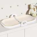 Xaproo Baby Changing Pad, Soft EVA Wipeable Diaper Changing Pad with Adjustable Crib Clips, Non-Slip Changing Table Pad with Safety Strap & Side Handles, Fits Cribs, Dressers & Changing Tables, Beige