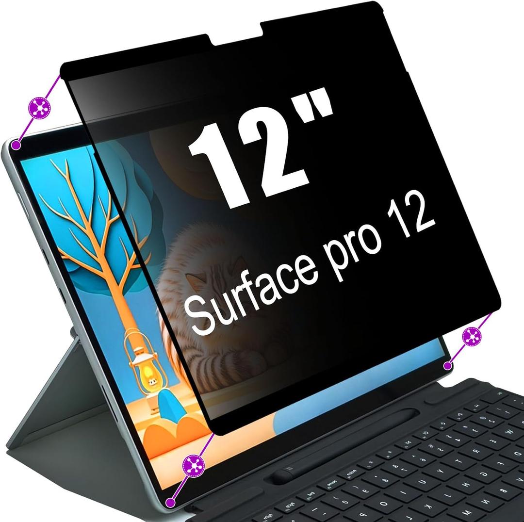 Privacy Screen Protector for Microsoft Surface Pro 12 - Nano-Suction Removable Anti-Spy Filter, Blue Light Blocking, Ultra-Thin Design
