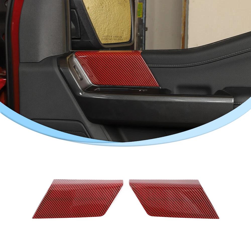 2x Front Door Panel Handles Cover Trim Decor, red