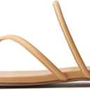 Women's Strappy Flat Sandals Slip On Slides Toe Ring Slippers with Cross Strap Comfortable Open Toe Summer Flats Shoes (8, Nude)