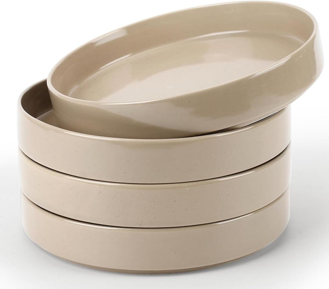 Famiware Nebula Pasta Bowls for 4, 8.75 inch Salad Bowl Sets, Large Wide Bowls for Serving Dinner, Cinnamon Brown