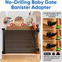 2Pcs Baby Gate Stair Railing Banister Adapter, Fits 1.9-4.72'' Diameter Universal Banisters, Wide Square/Round Railings No-Drilling Mounting Fittings for Retractable Gates, Adjustable Fixed Strap