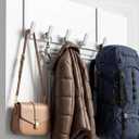 KitchLife Over The Door Hooks - Heavy Duty 5-Hook Organizer, 80lb Total Capacity for Robes, Coats & Towels, Fits 1 3/4" Doors, L18U, Gap-Free & Scratch-Free Design, White,2-Pack