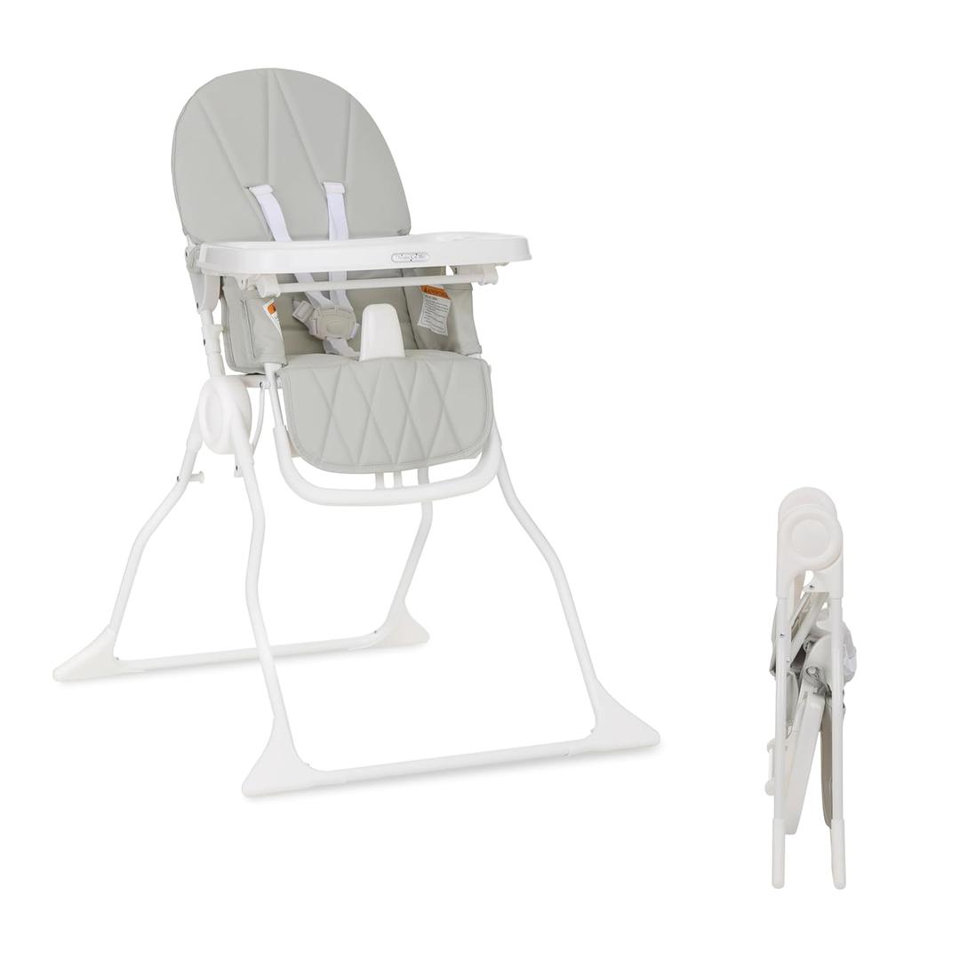 Dream On Me Snack and Stow Highchair | Adjustable Feeding Chair with Removable Tray, Lightweight, Foldable Design, Easy to Clean, Perfect for Toddlers & Infants (Koala Gray)