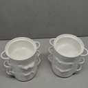 DELLING 6 Pack Soup Bowls with Handles, 24 Oz Large Serving Soup Bowl Set, Ceramic Soup Crocks for French Onion Soup, Cereal, Chilli, Stew, Microwave and Oven Safe, White