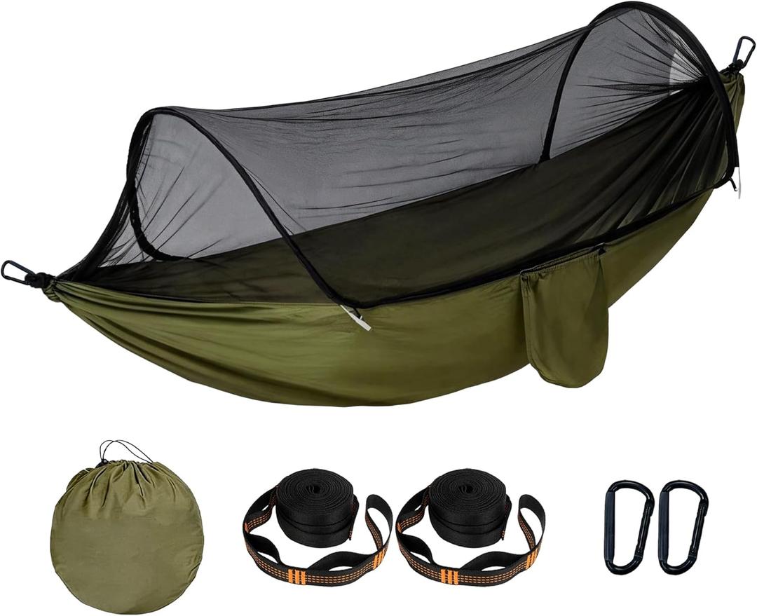Hammocks for Outside with Mosquito Net, Camping Hammock Bug net Lightweight Portable Parachute 2 Person Outdoor Hammock for Indoor Backpacking Survival Travel Patio