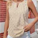 SweatyRocks Women's Polka Dots Sleeveless Blouses Cut Out Crew Neck Dressy Flowy Tops (Gold, L)