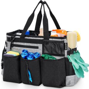 IBVIVIC Wearable Cleaning Caddy Bag for Cleaning Supplies,Large Capacity Cleaning Organizer Grey (15L x 8.7W x 10.2H inch)