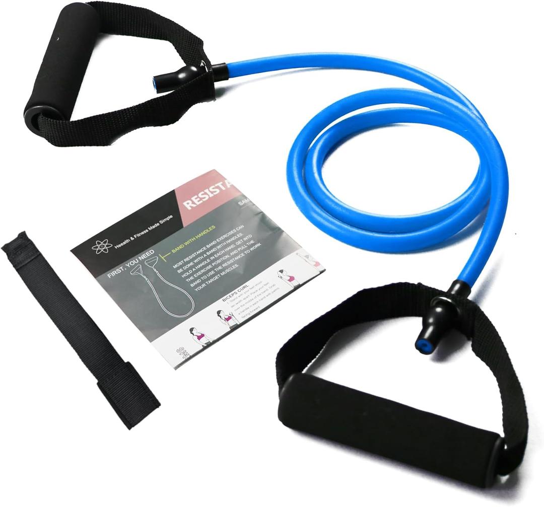 Resistance Bands with Handles, Single Resistance Bands, Exercise Bands with Handles, for Resistance Training, Physical Therapy, Home Workouts, Fitness, Pilates (blue-40lbs)