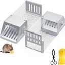 2Pcs Humane Mouse Trap Cage, 11 Inch Automatic Continuous Rat Trap with Single Way Door, Metal Live Rat Traps Cage for Rodents Moles Voles Mice