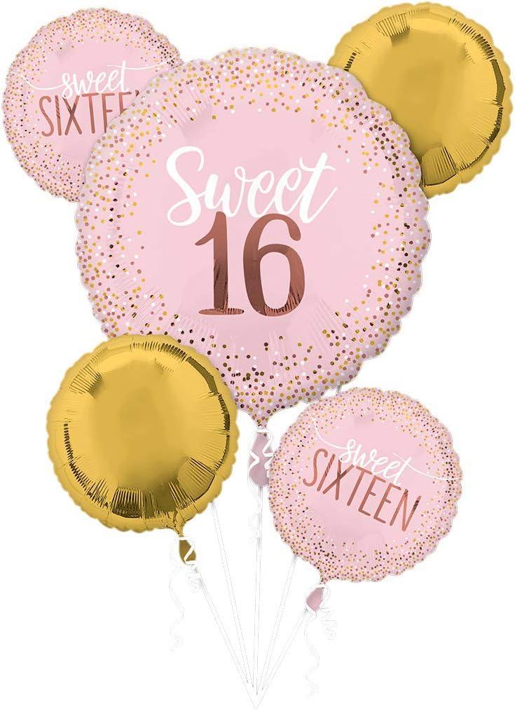 Pink Blush Sweet Sixteen Foil Party Balloon Bouquet by Anagram