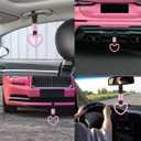 Heart Shaped Exhaust Tips 2.5 Inch Inlet Tailpipe End Car Exhaust Pipe Muffler, 2PCS Heart Shaped Car Handle Straps Rear Bumper Warning Ring Decor for Car Bus Subway (Straight,Pink)