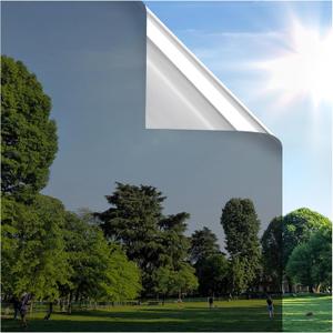 rabbitgoo Window Privacy Film One Way Window Tint for Home, Removable Reflective Heat Sun Blocking Anti UV Glass Door Covering, Mirror Tinting Film House Office, 29.5 in X 6.5 Feet, Black Silver (29.5" x 78.7", Black Silver)