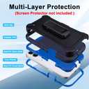 for iPhone 17 Case with Belt Clip Holster, Heavy Duty Rugged Shockproof Protection, Military Grade Anti-Drop Protective Case for iPhone 17 with Kickstand, 6.3" (Navy+Blue)