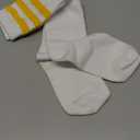 Joulli Women's Knee High Athletic Socks Stripe Tube Outdoor Sport Socks 1 Pair, White/ Yellow