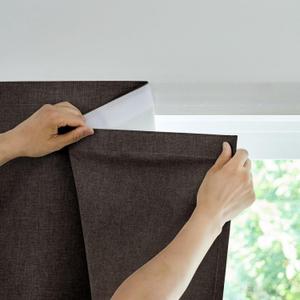 JILROIN Self Adhesive Curtains,100% Blackout Window Cover,No Drilling,Easy to Install,Provides Privacy Protection for Bedrooms (Dark Coffee - W35 × L60 in)