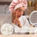 Silk Bonnet 100% Mulberry Hair Bonnet for Sleeping Women Hair Wrap with Elastic Band Sleep Night Cap (Pink)