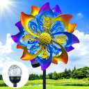 60 Inch Solar Wind Spinner Outdoor - Double-Sided Rotating Colorful Kinetic Wind Spinners for Garden, Yard Decorations Outdoor,Metal Wind Sculptures & Spinners, Wind Art
