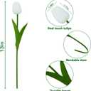 20pcs White Tulips Artificial Flowers 13 Inch Real Touch PU Fake Flowers Fake Tulips for Mother's Day Easter in Home Wedding Office Party Table Decoration
