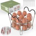 Stackable Egg Steamer Rack Compatible with Instant Pot 6qt & 8qt - 304 Stainless Steel Trivet with Heat-Resistant Handles, Holds 18 Eggs for Pressure Cooker & Pot, Multi-functional Cooling Rack