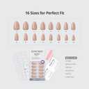 BTArtbox Press On Nails Almond - Short Gold Foil Press On Nails with Glue for Women, Semi-Transparent Soft Gel Glue On Nails in 16 Sizes - 32 Stick On Nails Kit, Gold End