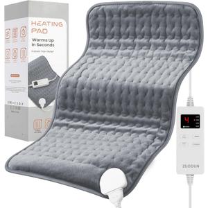 Heating Pad for Back, Neck, and Shoulder Pain Relief, Electric Heat Pad with 6 Heat Levels, Moist Heat Option, Auto Shut-Off, Fast Heating, Soft Grey Heating Pad Gift for Men & Dad (12.1 x 24.1 Inch, Mist Gray)