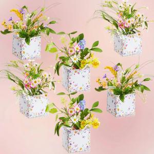 Giegxin 6 Sets Baby in Bloom Baby Shower Decorations Wildflower Table Centerpieces a Little Wildflower is on The Way Artificial Spring Flower with Paper Boxes for Floral Wedding Birthday Party Decor