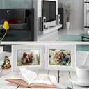 Hinged Double 5x7 Picture Frame, Tempered Glass, for Tabletop Display or Wall Mounted, Fits 4x6 Photos with Mat, Matte White, For Family Photos & Wedding Memories-B75X2