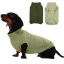 ‌IECOii 2 Pack Dog Sweaters for Dachshunds Boy Girl - Stretchy & Cozy & Thermal, Winter & Fall Dogs Fleece Sweater, Soft Pet Coats for Indoor & Outdoor(Size L, Light Green & Army Green)