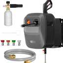 Giraffe Tools Grandfalls Pressure Washer G20B, 2200 PSI 2.4 GPM, Wall Mounted Pressure Washer with 65FT Hose Reel, Wall Mount Power Washer, Dark Silver