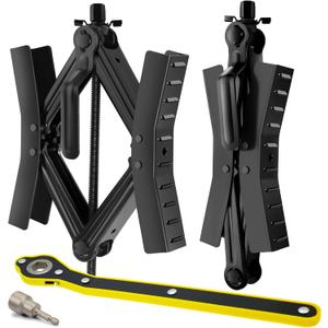 Camper RV Wheel Chock Stabilizer, Heavy Duty Tire Locking Chock RV Camper Accessories with Wrench, Anti-Move X Shape Wheel Chocks for Travel Trailers - Pair