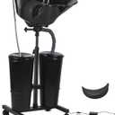 Portable Shampoo Bowl Height Adjustable Hair Washing Station with Electric Pump Dual-Bucket Portable Shampoo Sink with Sprayer for Home Salon Barber Use (Black), 14.8 x 19 inches