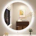 32" LED-Bathroom-Mirror-with-Lights, Wall-Mounted with Bluetooth Speaker, Anti-Fog, 3 Color Temperature, Dimmable Brightness, Waterproof, Tempered Glass, Frontlit & Backlit, Round (32"L x 32"W, Silver-round)