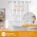 eachope 1pack Fabric Snap-in Shower Curtain Liner, Extra Long Shower Curtain Liner,Removable & Machine Washable, Water-Repellent ((70" Wx64 H Liner for 71" W x84 H Shower Curtain), White)