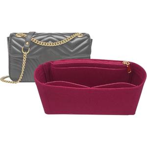 Lckaey Purse Organizer for Marmont Matelassé leather super mini bag shoulder bag-single pack with zipper 2000AClaret-L