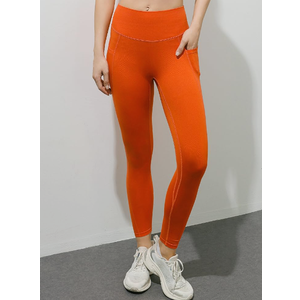 SIXIM Seamless High Waist Yoga Pants with Pockets, Scrunch Butt Workout Running Yoga Leggings for Women
Orange/S)