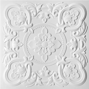 Art3dwallpanels 12 Pack Drop Ceiling Tiles, 24 x 24 Inch High Grade PVC 3D Wall Panels Vintage Flower Pattern for Interior Wall Decor, Fire Rated, Waterproof, White