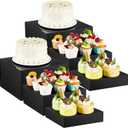 Suzile 6 Pcs Acrylic Riser Set 8 9 10 In Buffet Risers with Hollow Bottoms Nesting Food Display Stands for Party 5 Side Acrylic Cubes for Display Catering Dessert Cupcake Weddings Party (Black)