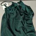 Summer Satin V Neck Silp Midi Dress for Women Wedding Guest 2025 Sexy Spaghetti Strap Backless Long Dresses with Slit (Emeralds, XS)